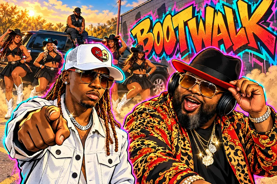 Cartoon key art of Prep Cashmere and Jazze Pha in cowboy hats